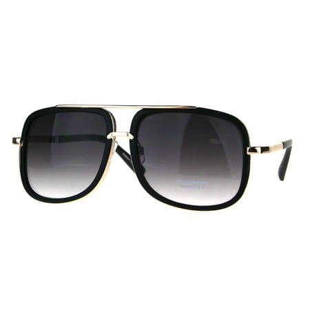 Luxury Double Frame Racer Gradient Lens Mens Large Sunglasses Matte Black Smoke