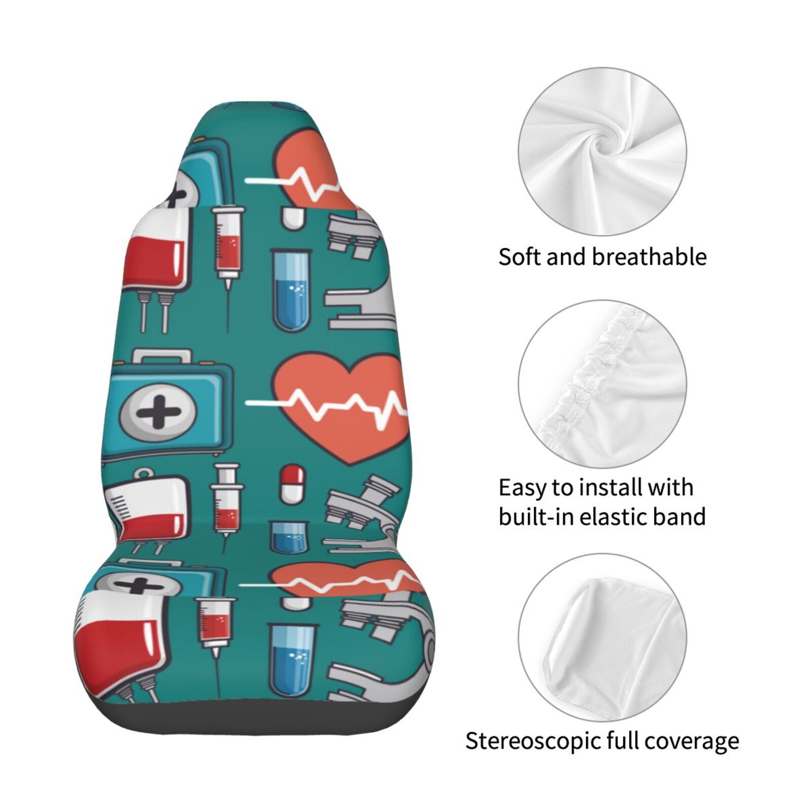 Naloa Medical Elements Car Seat Covers Universal Front Seat Coves for Car Accessories ,Padded Car Covers for Automotive, SUV, Truck, and Van