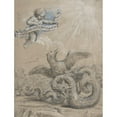 thumbnail image 2 of Pietro da Cortona 12x14 Gold Ornate Wood Frame and Double Matted Museum Art Print Titled - Design with an Eagle Fighting with a Serpent and a Putto in the Sky Holding an Inscribed Banner (17, 2 of 4