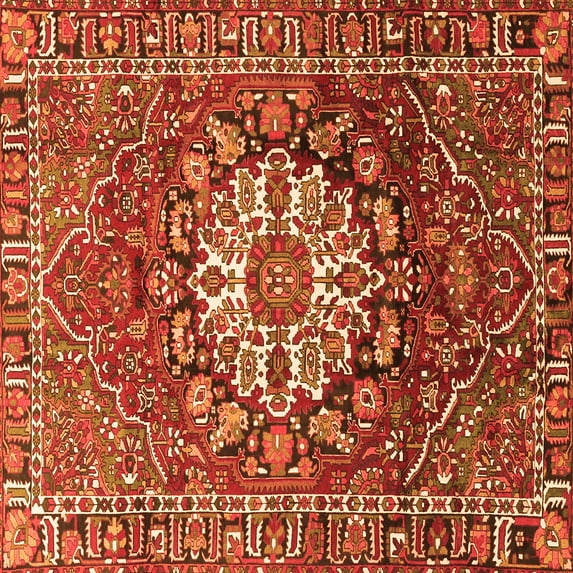 Ahgly Company Indoor Square Persian Orange Traditional Area Rugs, 3' Square