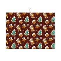 Sikiie Christmas Gingerbread Dish Drying Mat, Kitchen Counter Mat, Self Drying Mat for Kitchen Counter Dish Drying Pad ,for Dishes, Utensils, Pots and Pans(24" x 18")