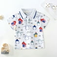 thumbnail image 2 of Toddler Comfy T-Shirt Little & Big Boys Short Sleeve Button Down Shirt Cartoon Penguin Pattern Penguin Print With Pockets For 2 To 8 Years Old, 2 of 9
