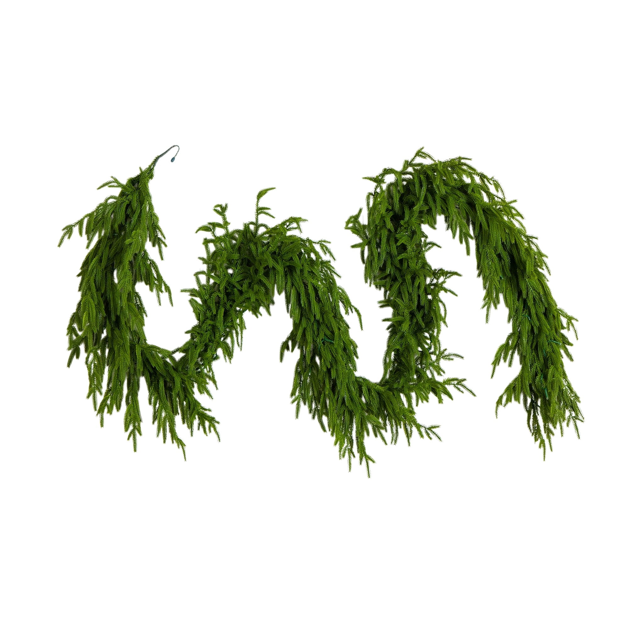 Nearly Natural Pre-Lit Norfolk Pine Artificial Christmas Garland - 9' x 4" - Warm White LED Lights