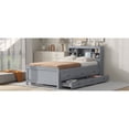 thumbnail image 6 of Twin Size Platform Bed with Storage Headboard, USB, Twin Size Trundle and 3 Drawers, Gray, 6 of 9