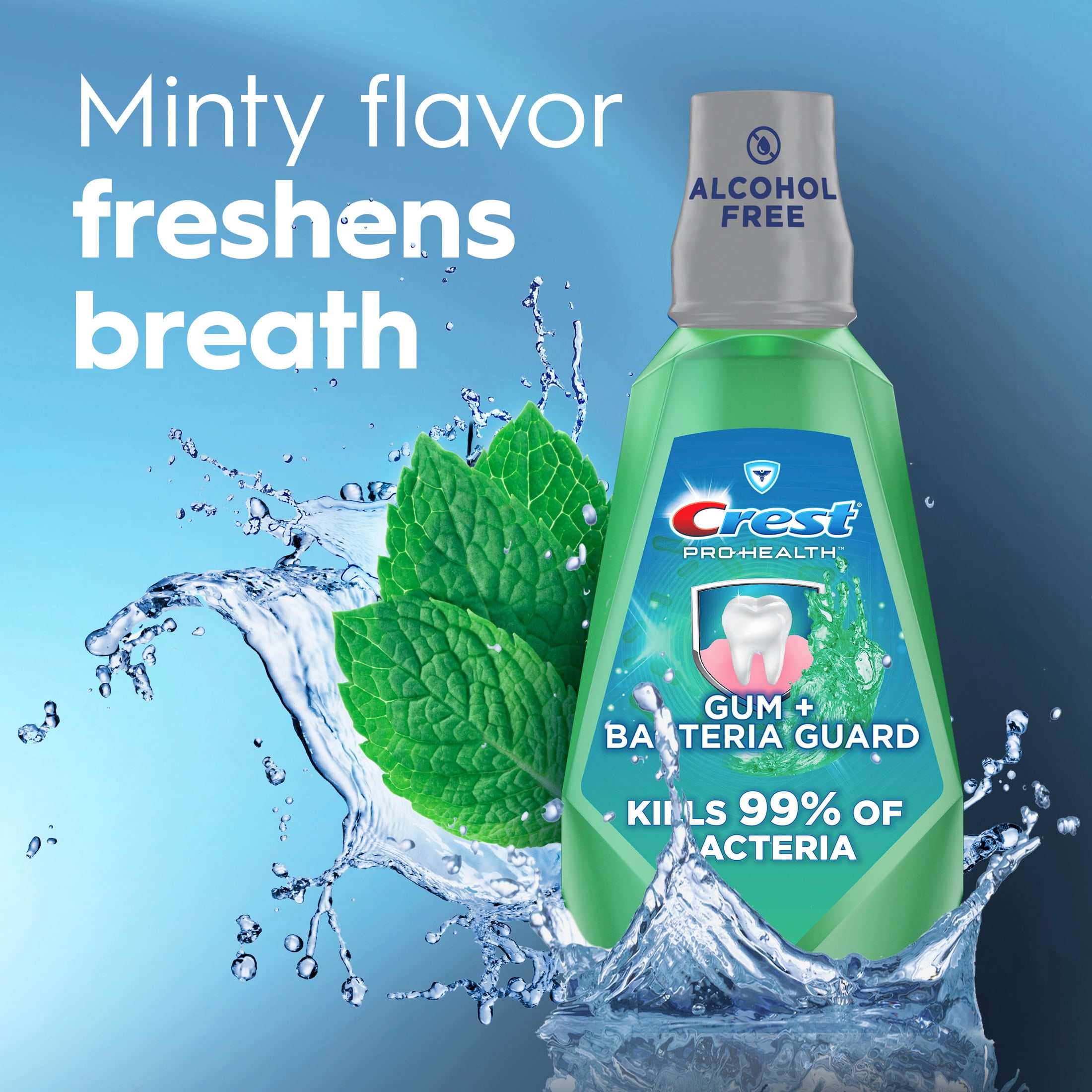 Crest Mouthwash, Pro‑Health Gum and Bacteria Guard Alcohol‑Free Mouthwash, Oral Rinse, Mint, 1L