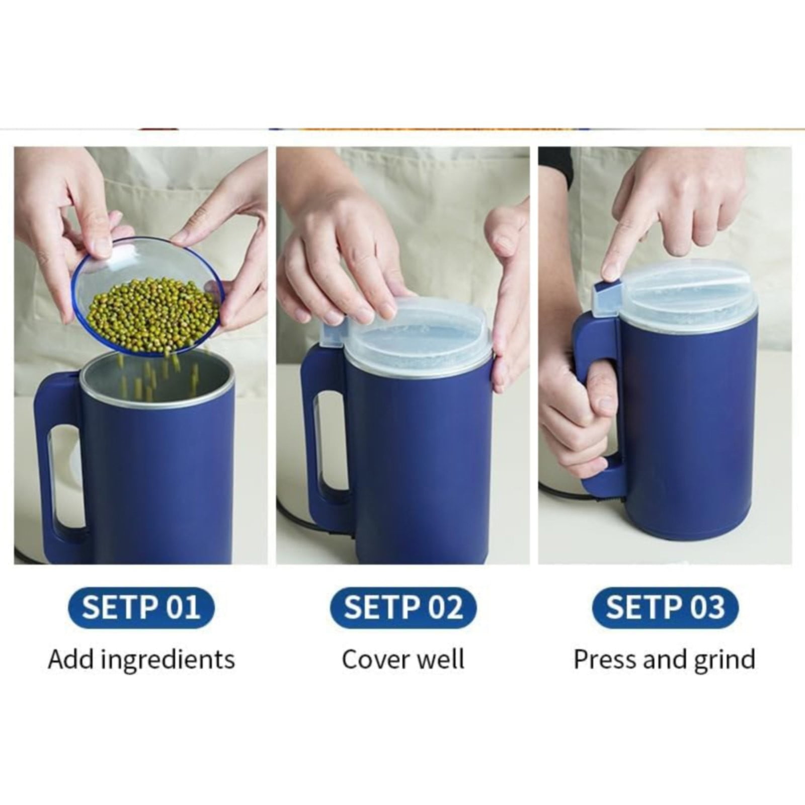 Small Household Ultrafine Grinder Machine, 600 Ml Compact Stainless Steel Mill for Coffee Beans, Spices & Grains, One-Touch 30 S Operation, Transparent Locking Lid, Portable , 1X Household Grinder