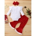 thumbnail image 3 of goowrom Christmas Solid Color Playsuit + Flared Pants + Bow Headband, 3 of 9