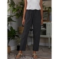 thumbnail image 1 of Pantalones casuales sueltos de lino y algodón con bolsillos grandes de color sólido para mujer de estación independiente de primavera y otoño, 1 of 6