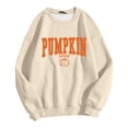 thumbnail image 4 of Sweatshirt for Women Oversized Vintage Pumpkin Spice Letter Graphic Crew Neck Long Sleeve Fall Casual Halloween Loose Pullover Tops Beige L, 4 of 4