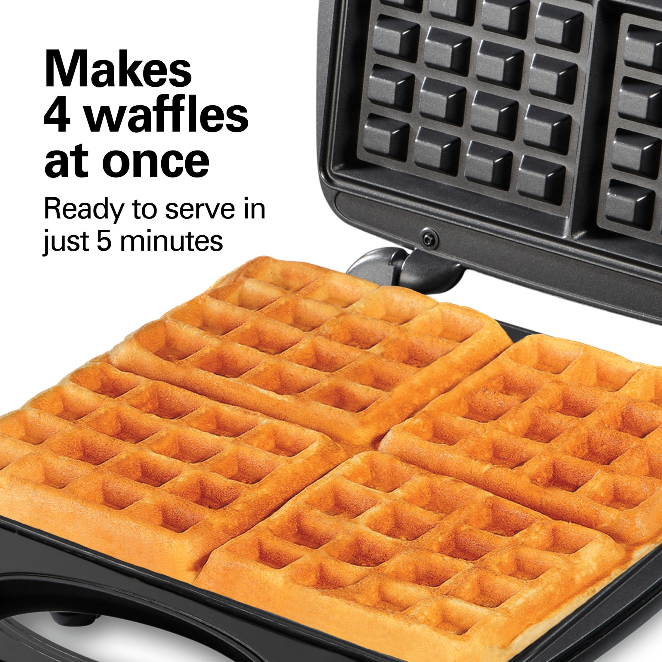 Hamilton Beach Mini Belgian Waffle Maker with Nonstick Plates, Waffle Iron, Black & Stainless