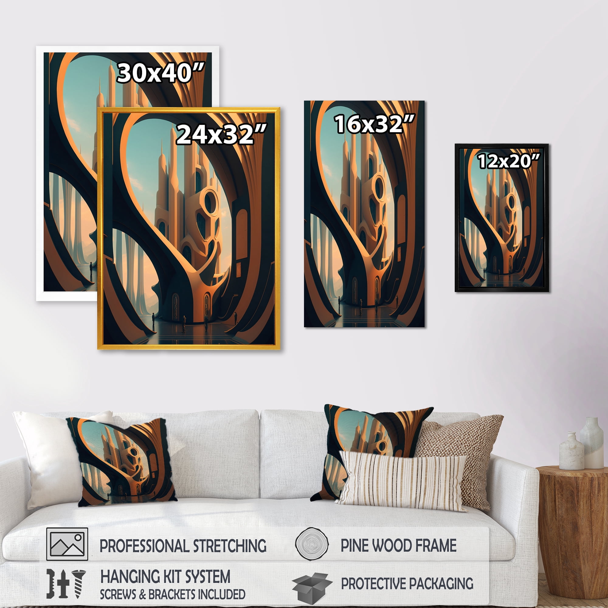 Designart Futuristic Architectural Building V Canvas Wall Art