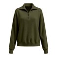 thumbnail image 5 of NTACZA Green Sweaters for Women Quarter Zip Dressy Zip Mock Neck Sweaters Knitted Pullover Polos Womens Winter Jumpers L, 5 of 9
