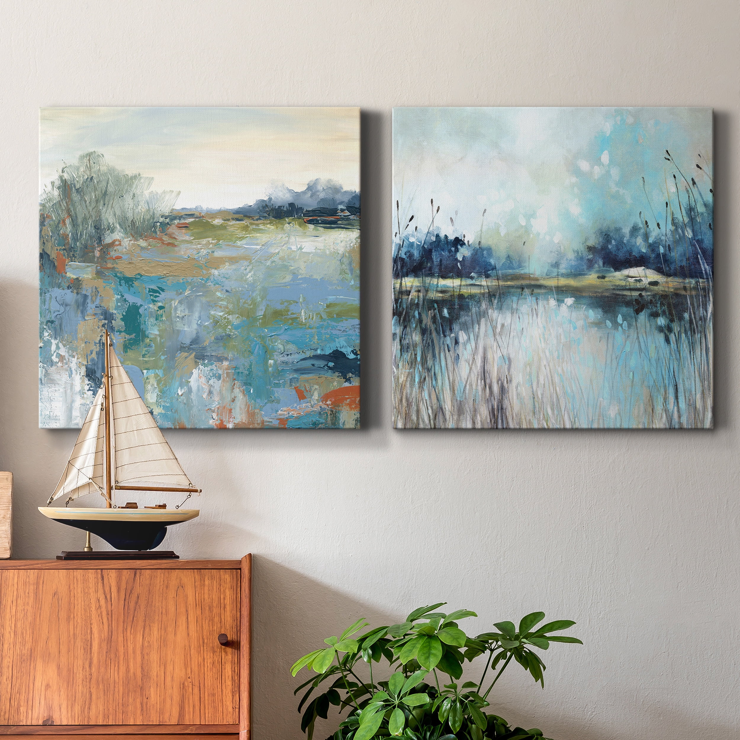 Energetic Earth - Premium Gallery Wrapped Canvas - Ready to Hang Set of 2 - 16 x 16 Each