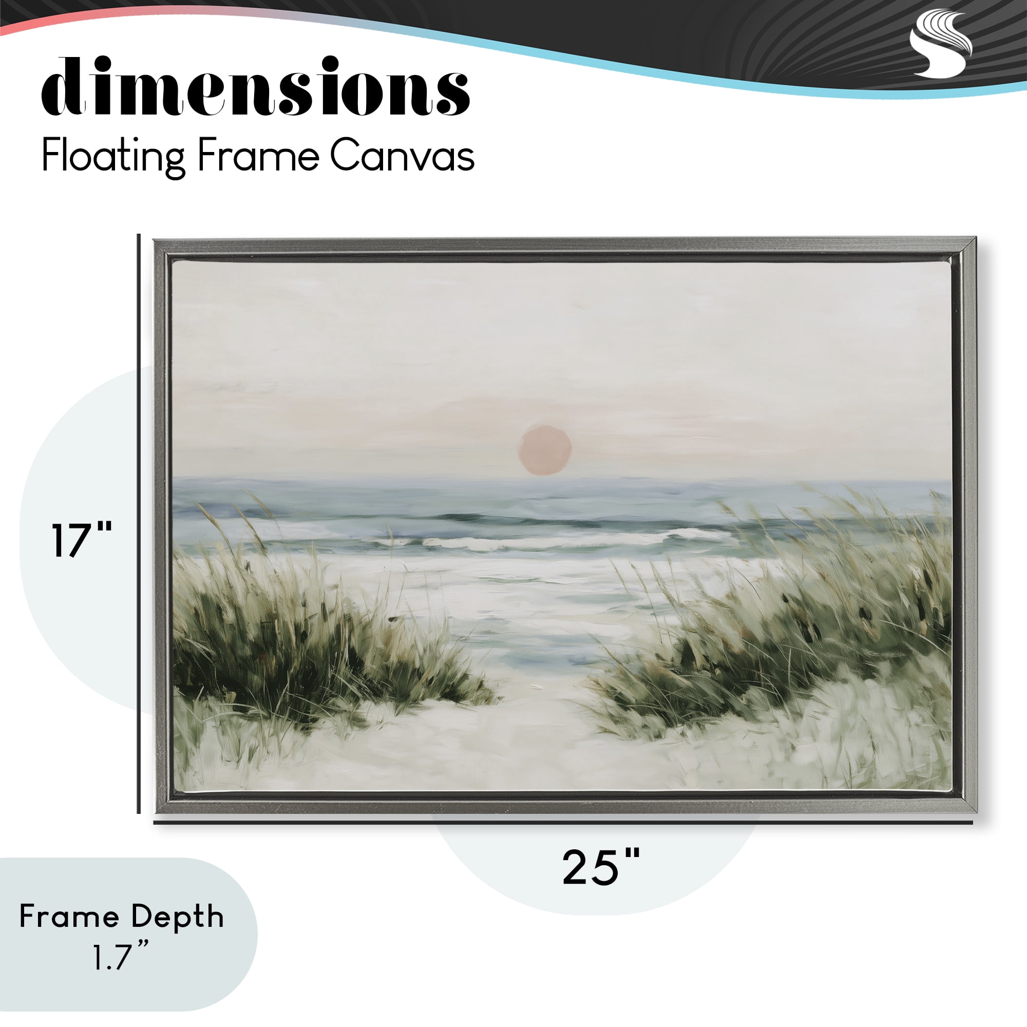 Stupell Industries Coastal Dunes with Wild Beach Grass Gray Framed Floater Canvas Wall Art, design by Chromatic Storm Studio