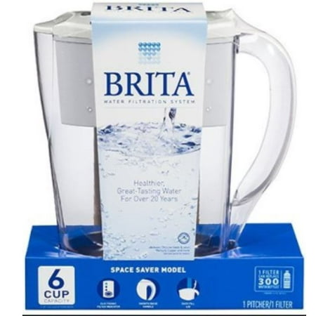 Brita Space Saver Water Filter Pitcher, 6 Cup - White