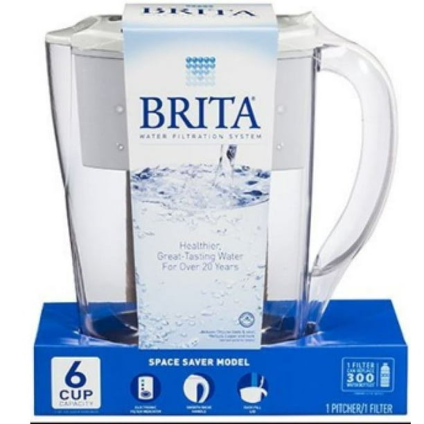 Brita Space Saver Water Filter Pitcher, 6 Cup White