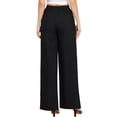 thumbnail image 3 of Pantalones de vestir de pierna ancha para mujer, pantalones de oficina de cintura alta elástica, pantalones palazzo M negro, 3 of 6