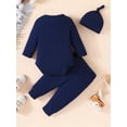thumbnail image 6 of Aojekbee Baby Boy Fall Outfit Letter Print Long Sleeve Romper with Long Pants and Hat 3 Pcs Set, 6 of 10