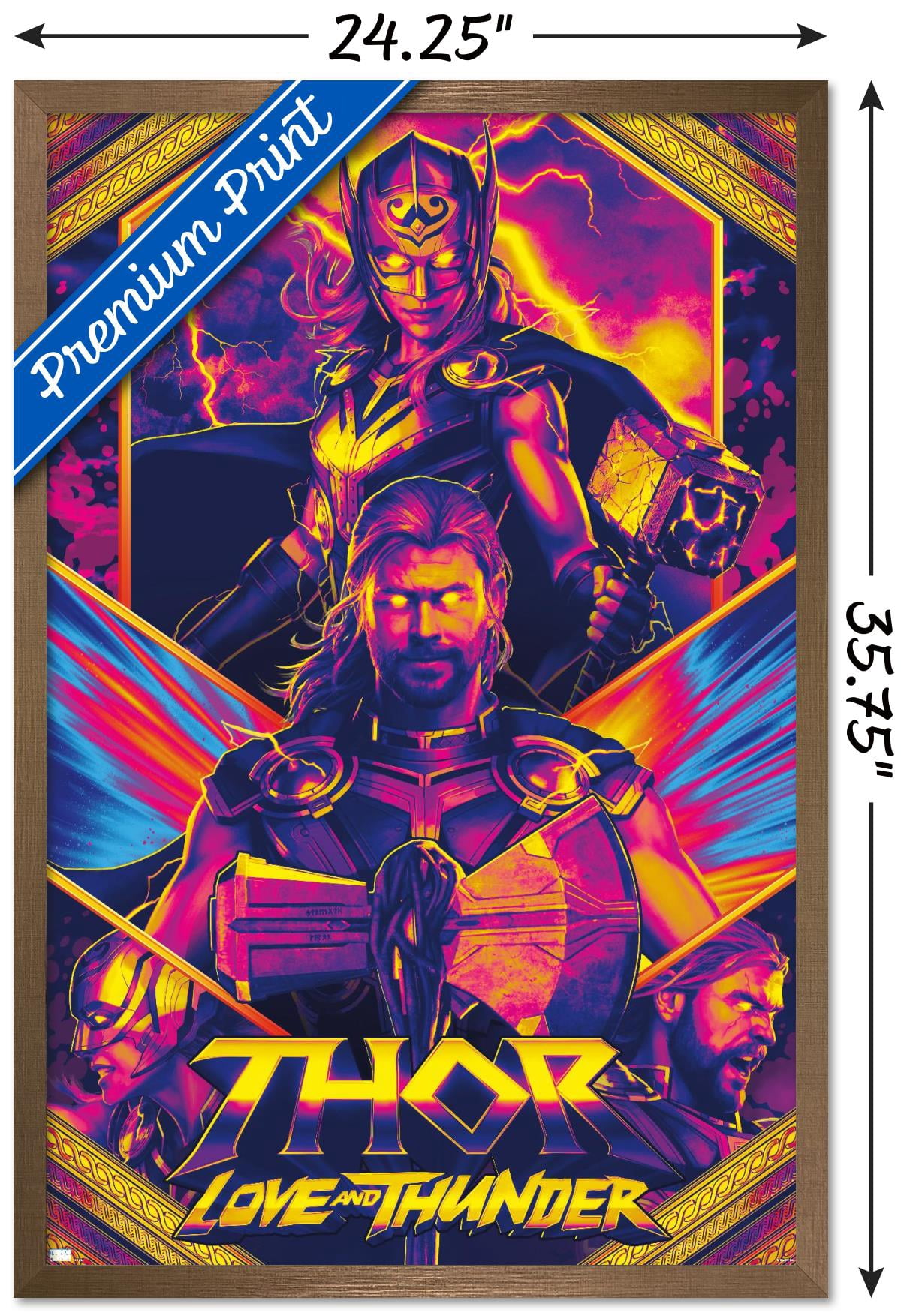 Marvel Thor: Love and Thunder - Neon Wall Poster, 22.375" x 34" Framed