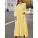 thumbnail image 5 of Vestido Bohemio de Algodón para Mujer, con Escote en V, Larga, Holgado, para Playa, con Bolsillos y Botones Amarillo L, 5 of 9