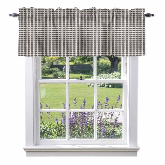 Micro Dot Valance Curtain 1 Panel, Minimalist Modern Black White Tiny Circle Kitchen Valance with Rod Pocket Window Treatment Short Curtains for Bathroom Bedroom, 42 x 12 Inches