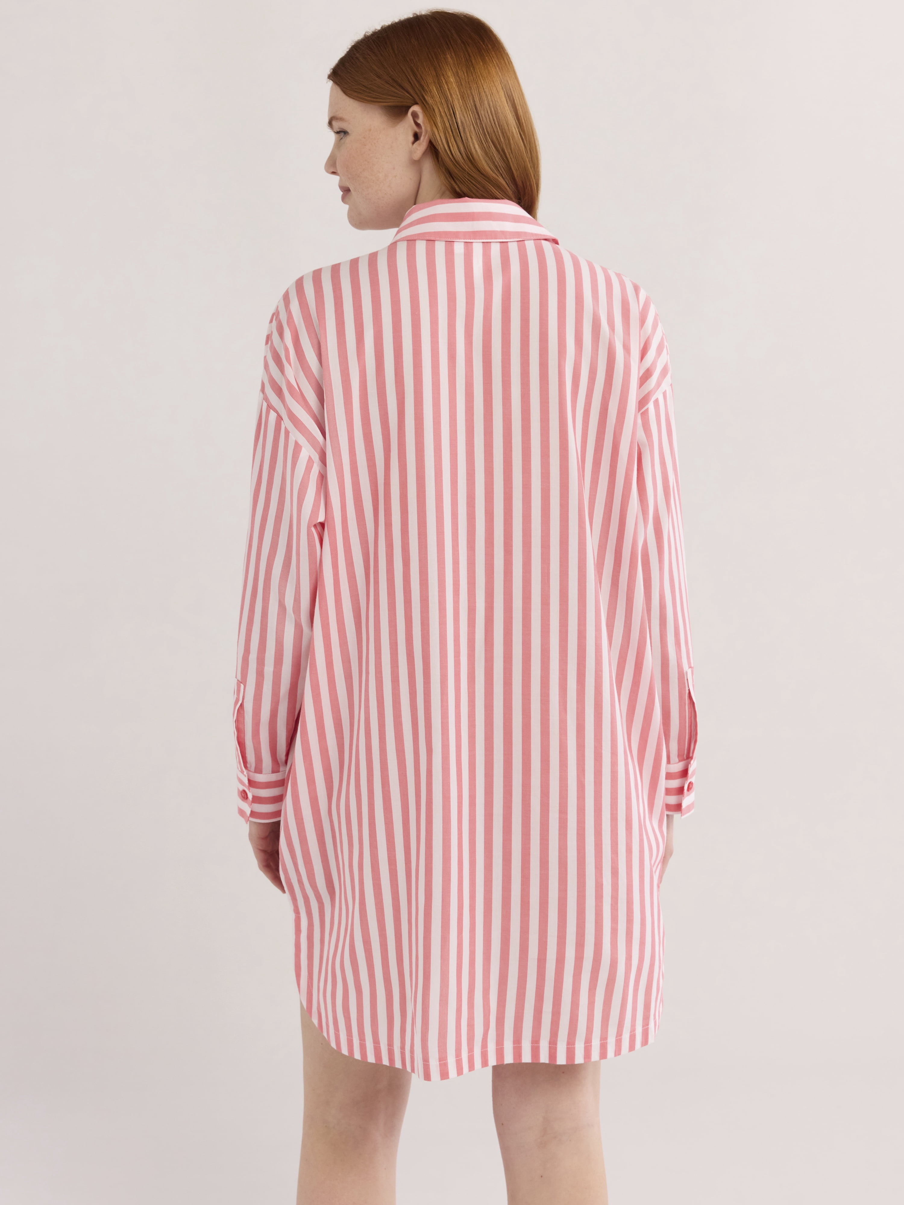 Joyspun Women’s Woven Long Sleeve Button Front Sleepshirt, Sizes XS-3X