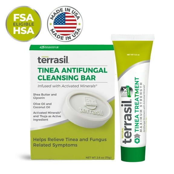 Terrasil Tinea Treatment Antifungal Ointment & Tinea Soap Kit for Tinea Versicolor (14gm Cream Tube   75gm Bar)