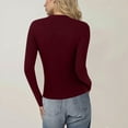 thumbnail image 4 of Women's Slim Sweater Long Sleeve Crewneck Button Down Solid Knitted Cardigan Tops Wine XL, 4 of 4
