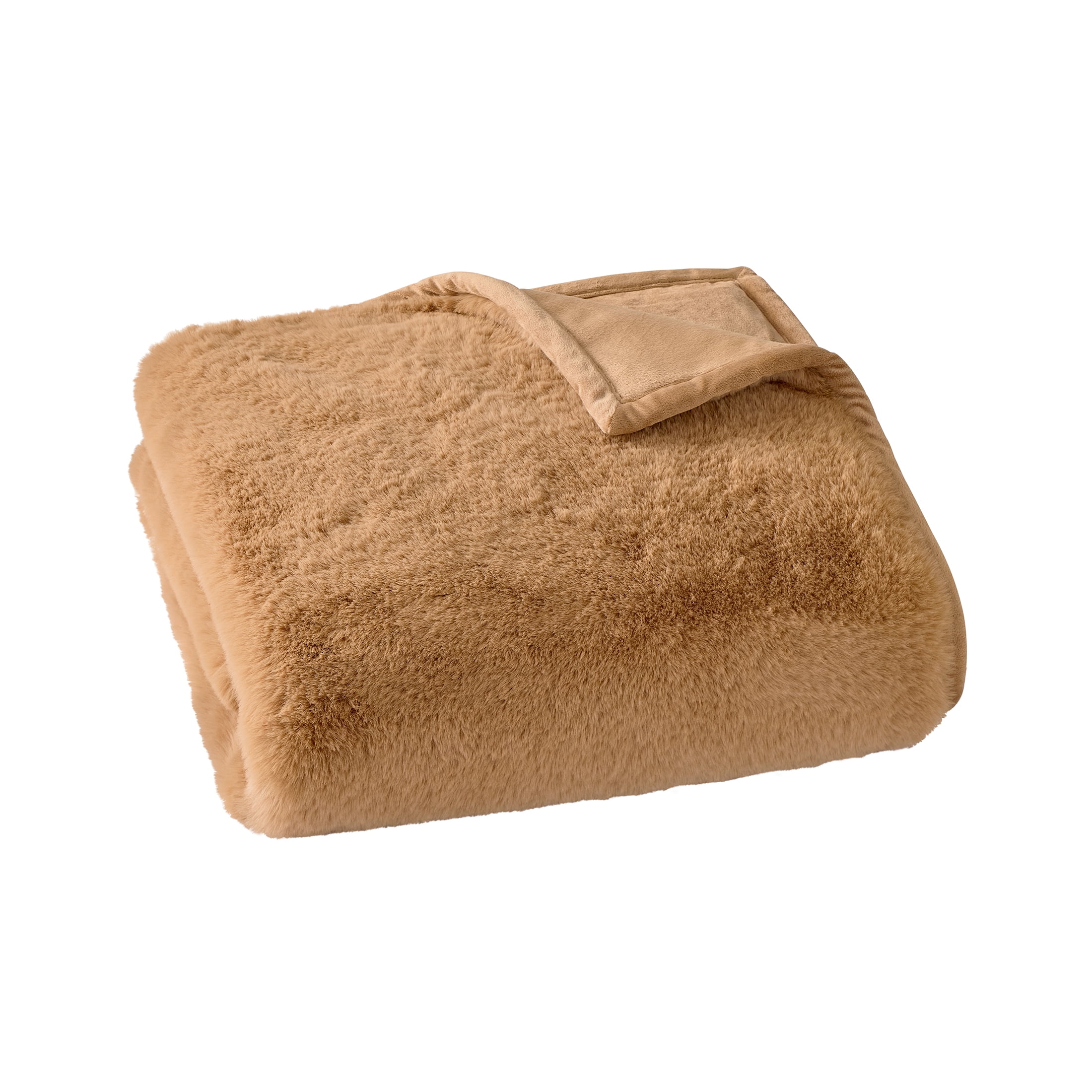Better Homes & Gardens Dark Caramel Faux Fur Oversized Throw, 50 in x 72 in