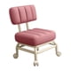 thumbnail image 2 of Taburete con asiento bajo rodante con ruedas, giratorio 360 degree, para limpieza, con reposapiés y polea. Rosa, 2 of 9