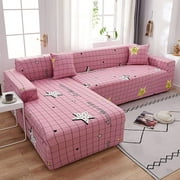 2-Piece L Shape Sectional Sofa Slipcovers,Furniture Protector,for Living Room,with Two pillowcases-A-3seats+3seats