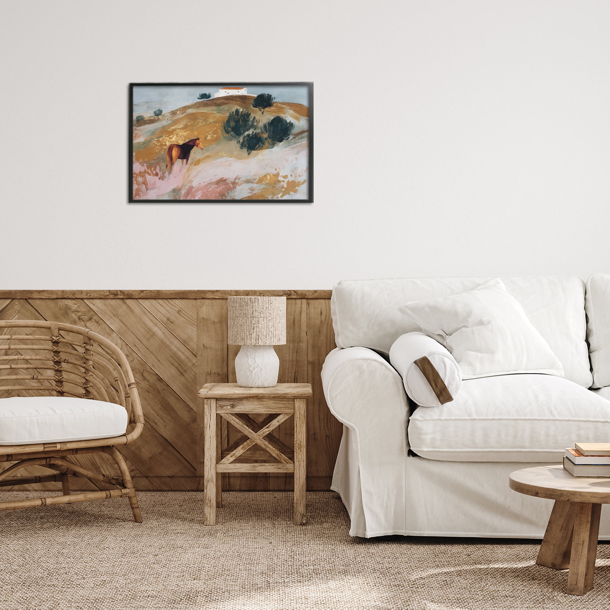 Stupell Industries Horse in Tuscan Countryside Black Framed Giclee Art, design by Chromatic Storm Studio