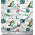 thumbnail image 1 of Soimoi Cotton Cambric Fabric Nest,Feather & Artistic Bird Decor Fabric Printed Yard 42 Inch Wide, 1 of 1