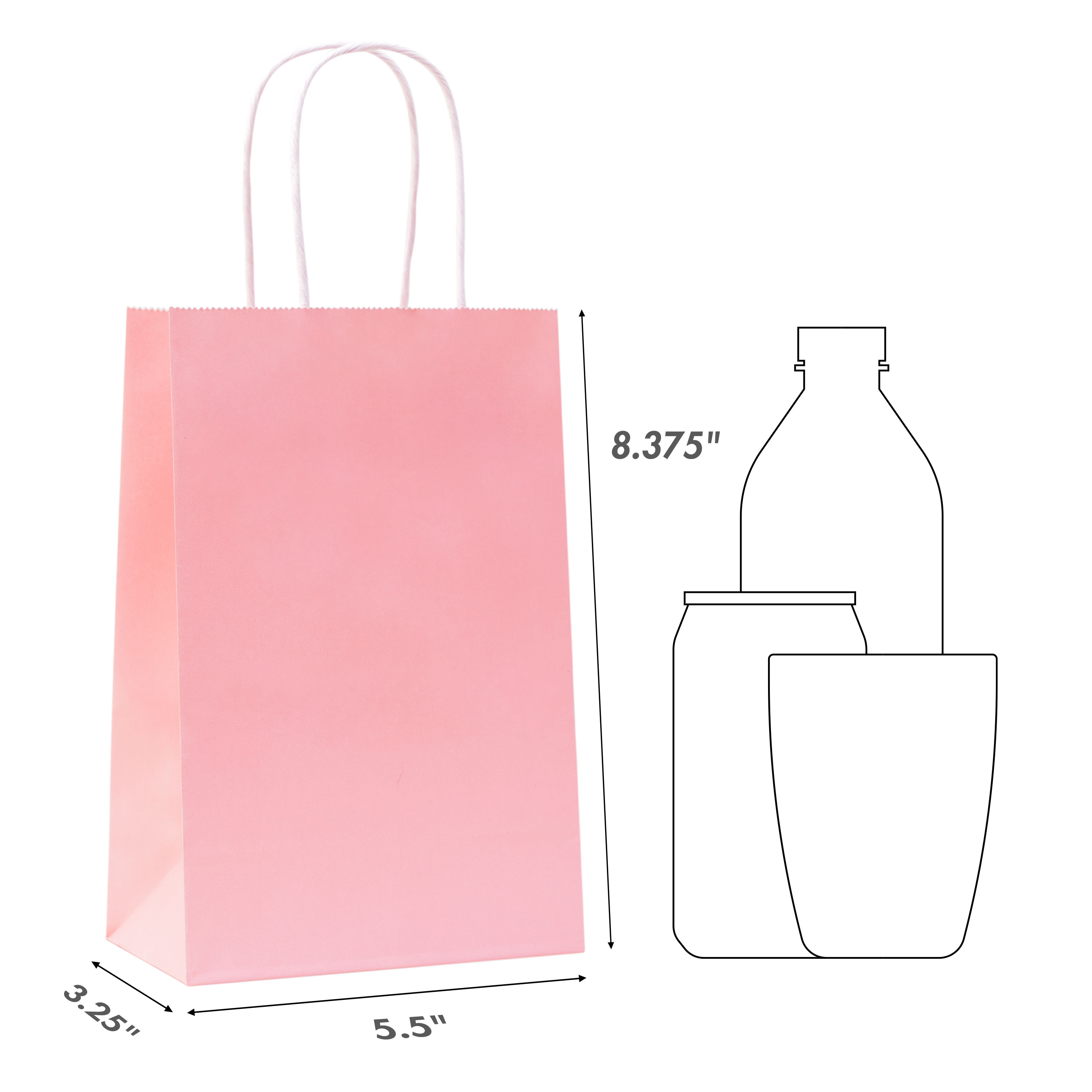 NexMint 12-Pack Pink Kraft Paper Gift Bags, Small photo 3