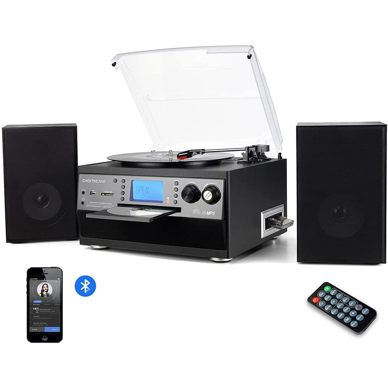 DIGITNOW Bluetooth Record Player Turntable with Stereo Speaker, LP 