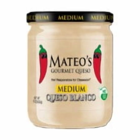 Mateo s Gourmet Queso Blanco  Medium Heat  15oz Glass Jar  No Artificial Colors or Flavors
