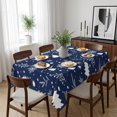 thumbnail image 6 of Navy Blue Christmas Table Cloth Waterproof Tablecloths, Xmas Trees Snowflake Winter Botanical Tablecloth Dining Table Cover for Kitchen Party Tabletop Outdoor, Rectangle Tablecloth 52x70 Inch, 6 of 9