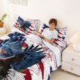 thumbnail image 4 of Manfei Floral Eagle Flag Bed Sheets, Patriotic Flower Full Size Sheets, Red White Blue, Gray Reversible 4 Pieces (1 Flat Sheet, 1 Fitted Sheet and 2 Pillowcases), 4 of 6