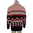 thumbnail image 4 of Rohuuque Men's Fall Winter Cardigan Sweater Boho Tribal Pattern Tops V-neck Shawl Collar Sweater Button Front Knit Cardigan Tops Hot Pink, 4 of 7