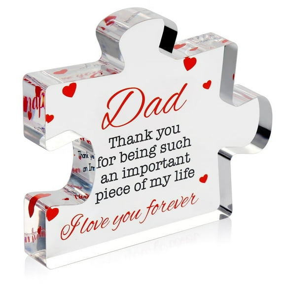 Engraved Acrylic Block Puzzle Birthday Gifts for Dad 3.35 x 2.76 inch - Cool Dad Presents from Daughter,Son,Mom - Heartwarming Men Birthday Gift,Ideas