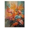 thumbnail image 3 of Designart "Orange Pink Palm Trees modern I" Floral Print on Natural Pine Wood, 3 of 5
