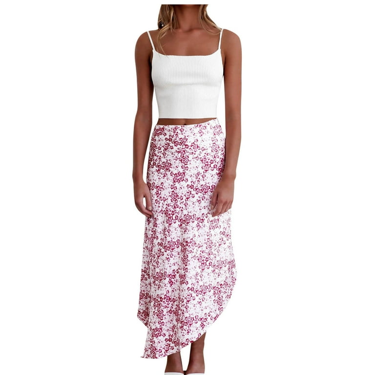 Long Floral Skirt Irregular WithTwo Women s Skirt Mid Color Loose Printed Skirt Slip Skirt for Women Sparkly Skirt And Top Set Short Skirt Long Jacket