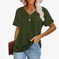 thumbnail image 2 of Womens T Shirts Short Sleeve V Neck Tops Pocket Tee Cute Fit Summer Trendy Soft Casual Tee Tops Comfy Clothes Basic T-Shirt, 2 of 5