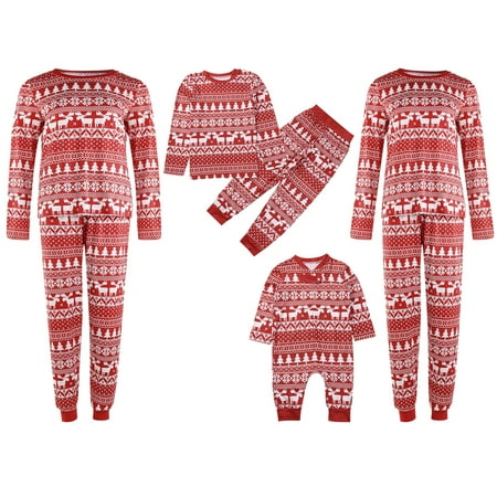 

Sunisery Christmas Family Matching Pajamas Cartoon Elk Tree Adult Kid Family Sleepwear Pj s Set Xmas Clothes