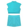 thumbnail image 3 of TiaoBug Kids Girls 2 Piece Dance Outfits Sleeveless Crop Top and Shorts Gymnastic Set Blue Green 16, 3 of 6