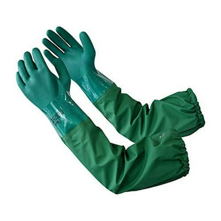 PACIFIC PPE Chemical Resistant Gloves , PVC Reusable, Heavy Duty Waterproof Gloves with Cotton Liner, Anti-skid, Acid-alkali and Oil for Fishery Machinery Chemical Industry, 26", Large