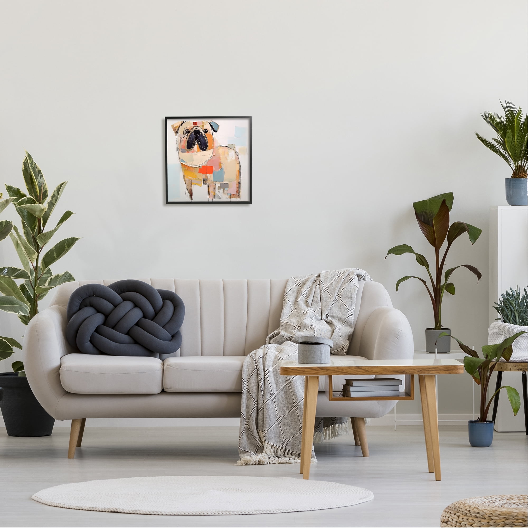Stupell Industries Abstract Pug Collage Animals & Insects Painting Black Framed Art Print Wall Art, 17 x 17