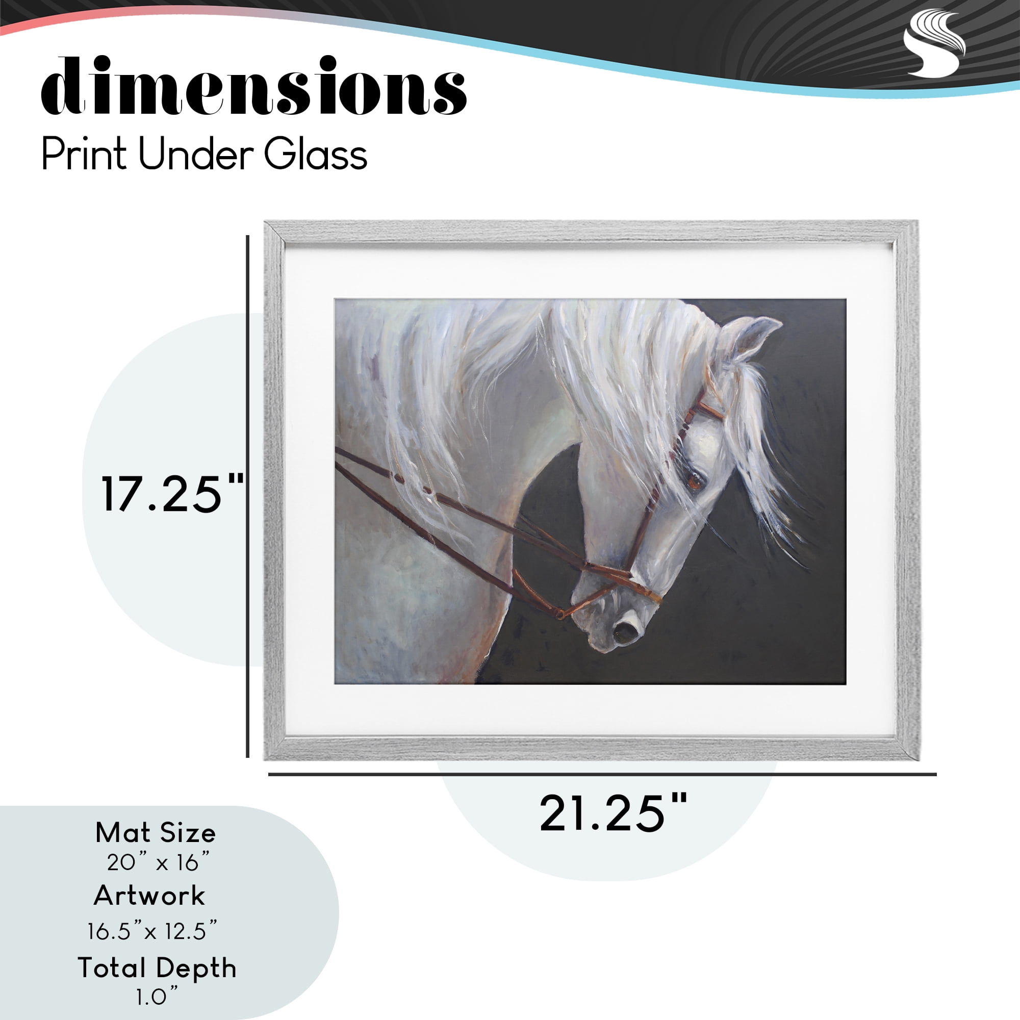Stupell Industries Majestic White Mare Gray Framed Print Under Glass, design by Jadei Graphics