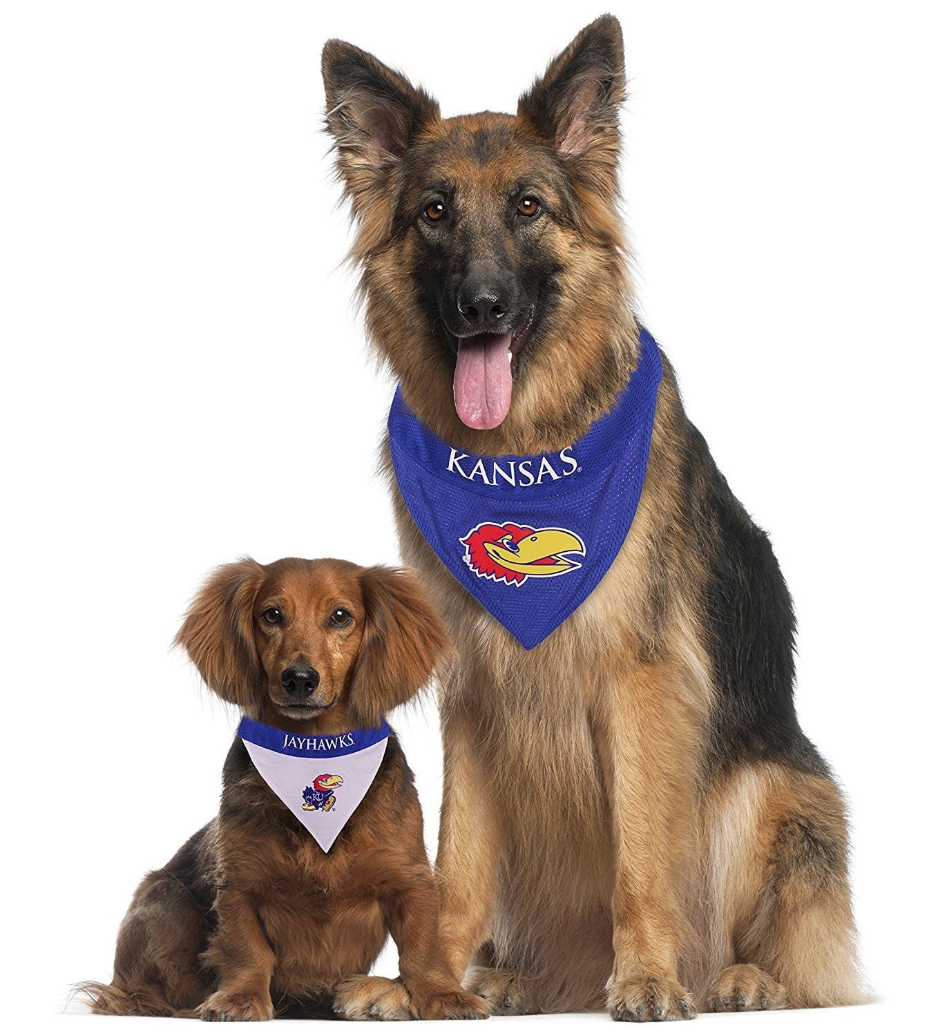 Pets First Collegiate Kansas Reversible Bandana -Home & Away Mesh & Premium Embroidery For Dogs & Cats