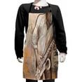 thumbnail image 1 of Music Kids Apron, Jazz Musician Playing the Saxophone Solo in the Street on Grunge Background Art Print, Boys Girls Apron Bib with Adjustable Ties for Cooking Baking Painting, Brown Ecru, by Ambesonne, 1 of 2